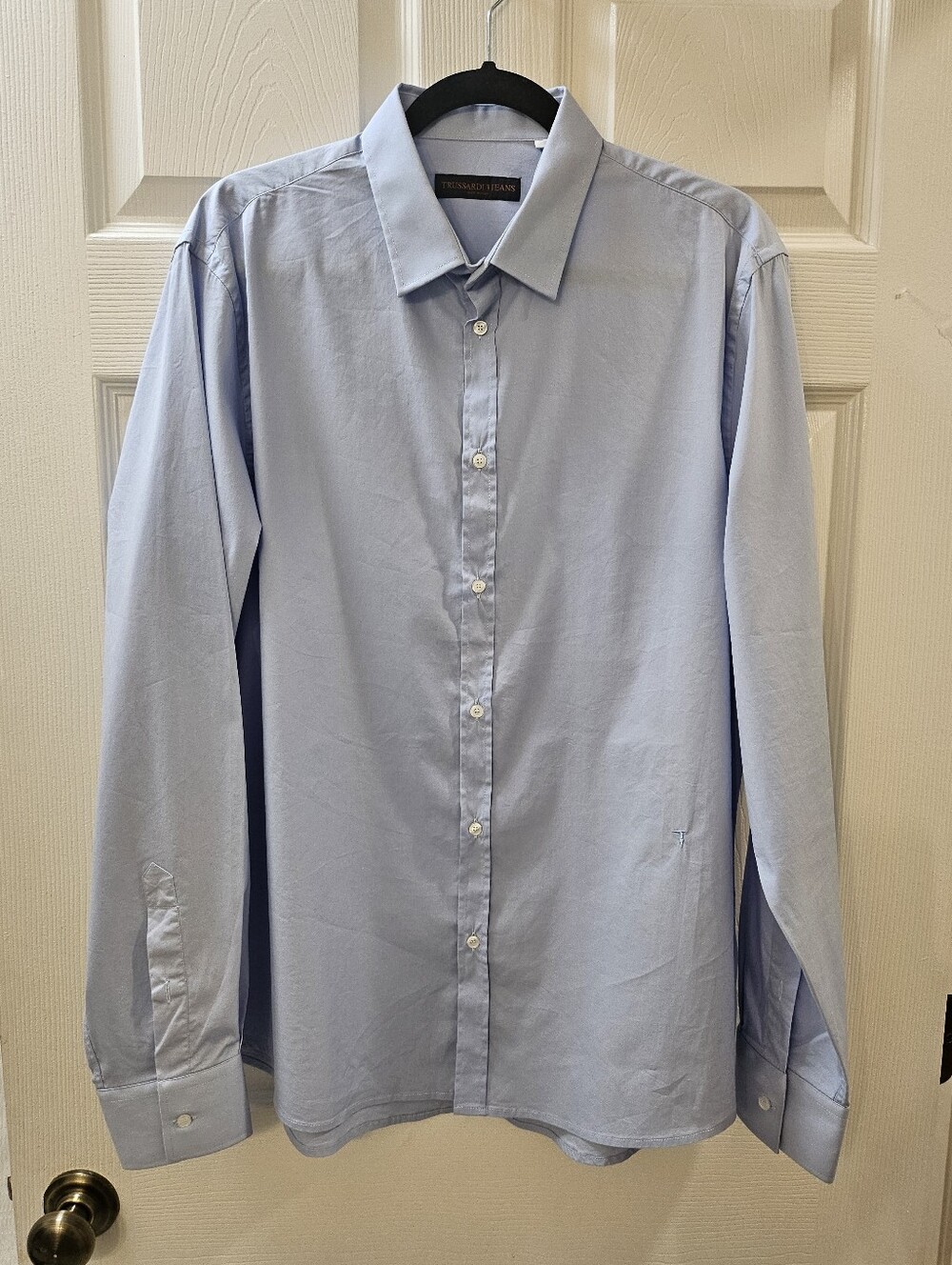 Trussardi Men's Pale Blue Button-Front Dress Shirt